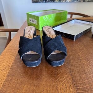 Sam Edelman Jayne Block Heel, Black Suede, Size 8M